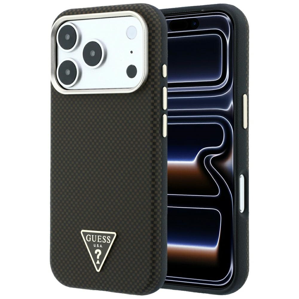 Guess Kevlar Triangle Logo MagSafe ümbris mudelile iPhone 17 Pro Max / 18 Pro Max – värv: pruun