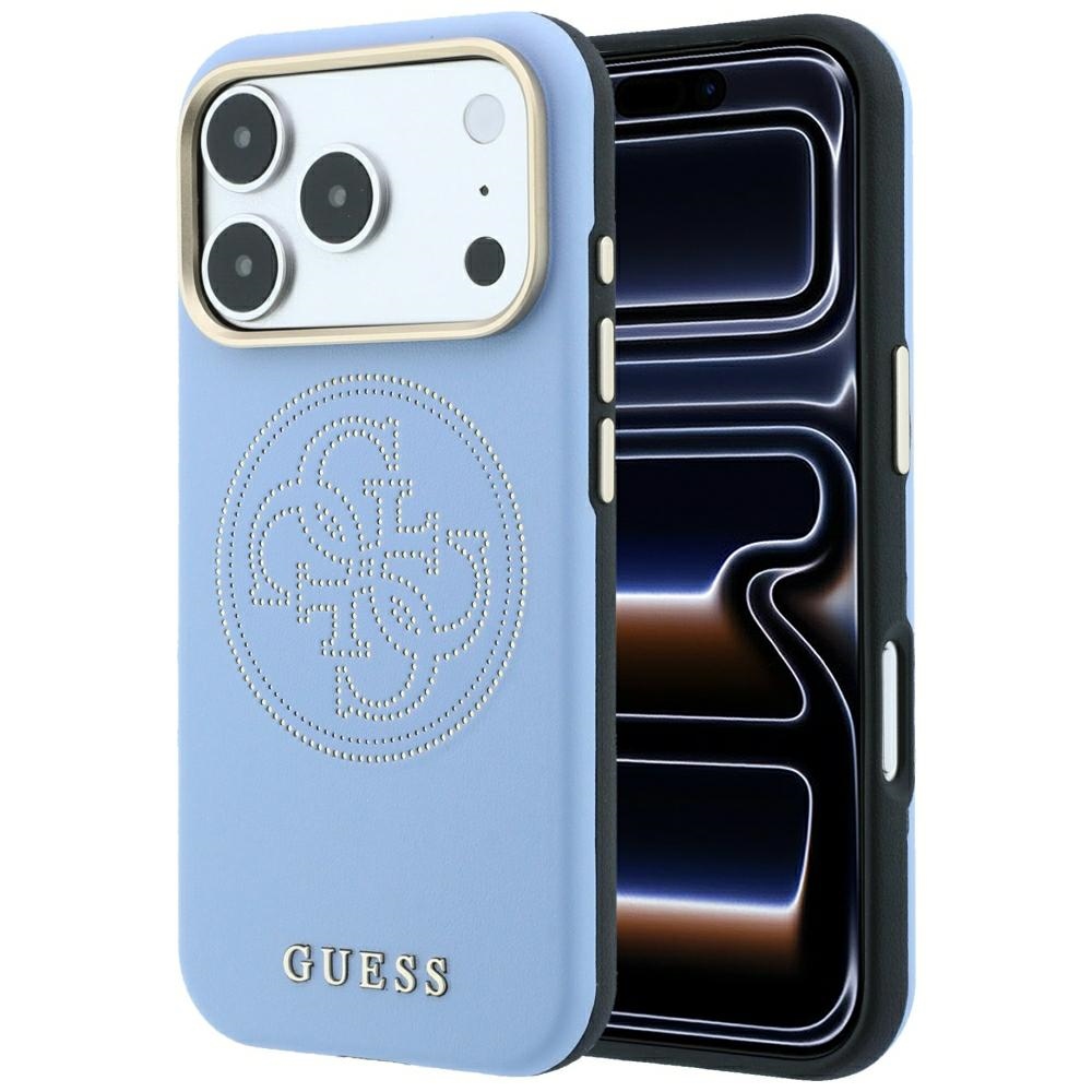 Guess Perforated 4G Gold Logo MagSafe ümbris mudelile iPhone 18 Pro / 17 Pro – värv: helesinine