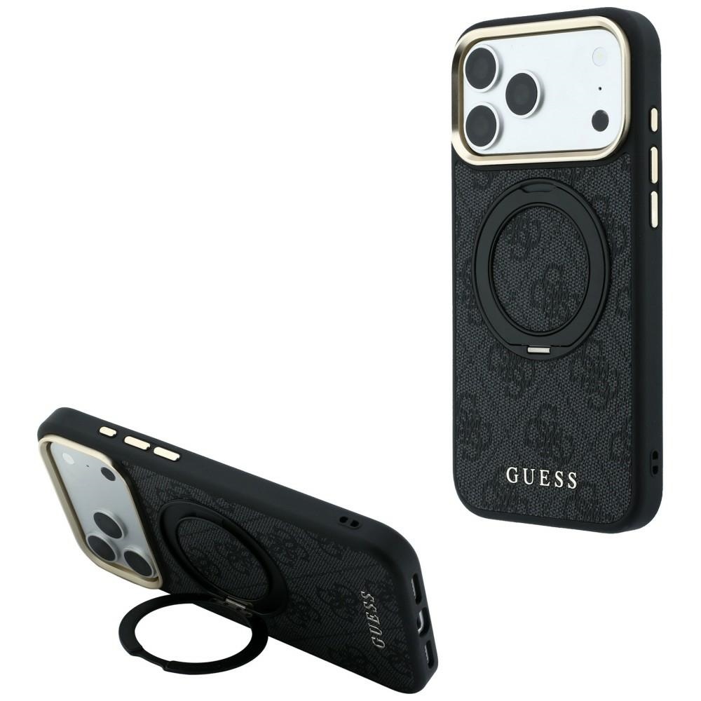 Guess Ring Stand 360 4G Classic Logo MagSafe ümbris mudelitele iPhone 17 Pro Max / 18 Pro Max, must