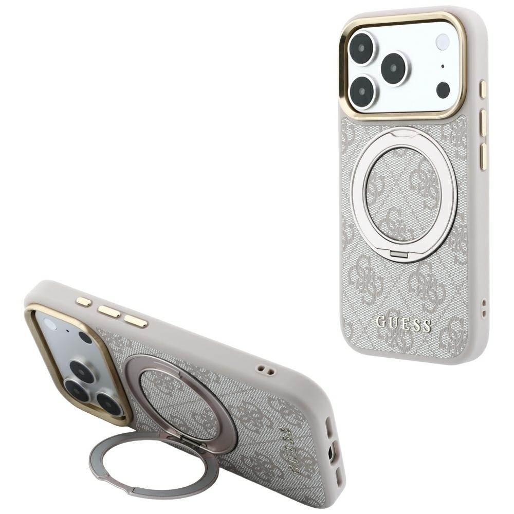 Guess Ring Stand 360 4G Classic Logo MagSafe ümbris mudelitele iPhone 17 Pro Max / 18 Pro Max, roosa