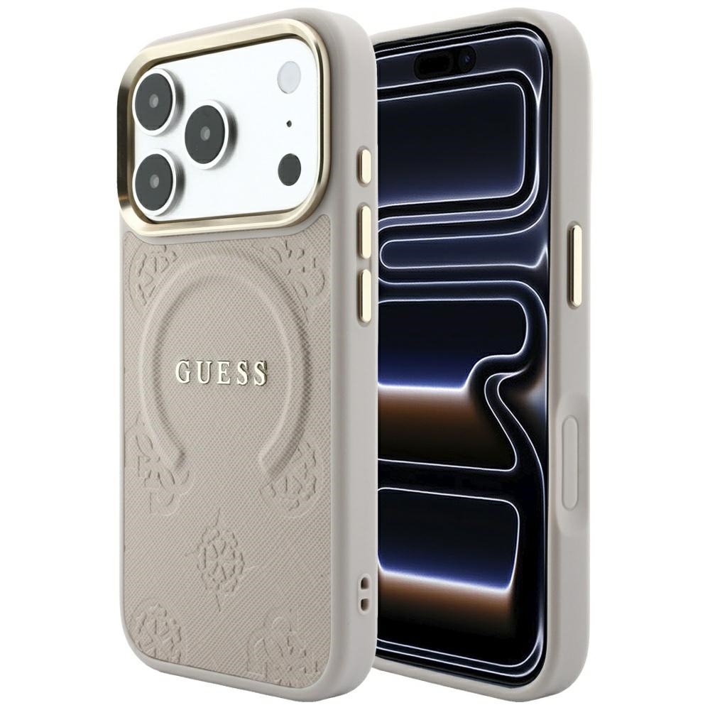 Guess Saffiano Peony & Ring MagSafe ümbris mudelitele iPhone 17 Pro / 18 Pro, roosa