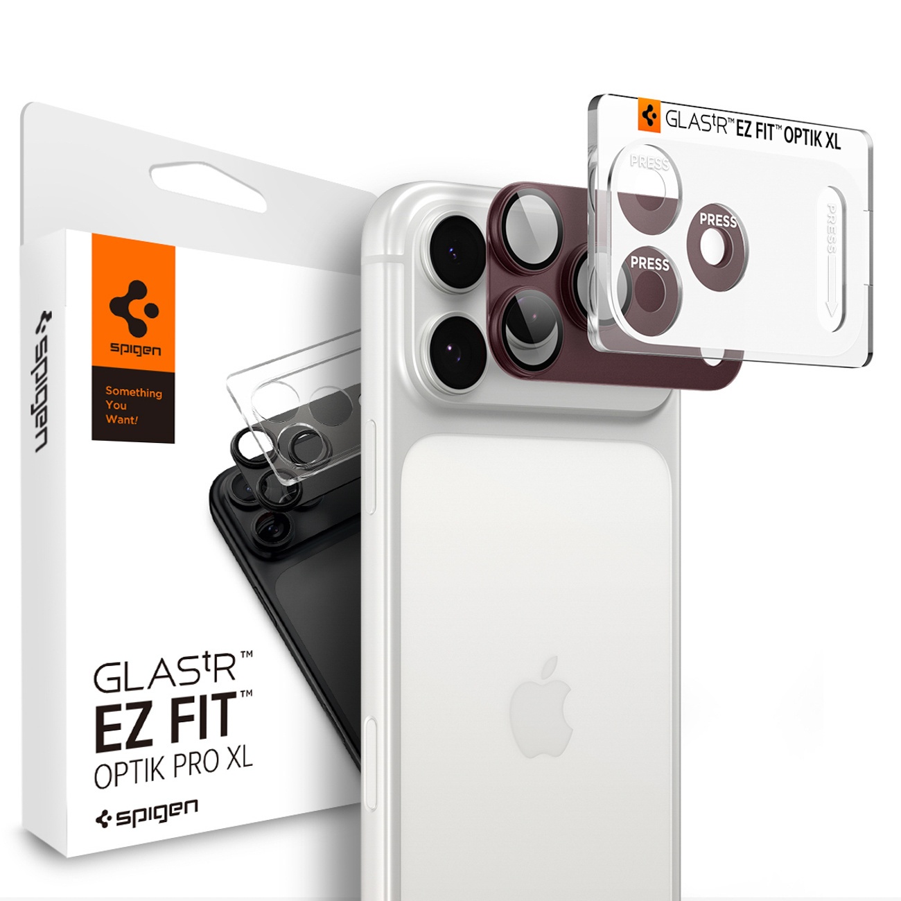Spigen Optik Pro XL GLAS.TR EZ FIT karastatud klaas mudelile iPhone 18 Pro Max, tumeda kirsipunase värviga