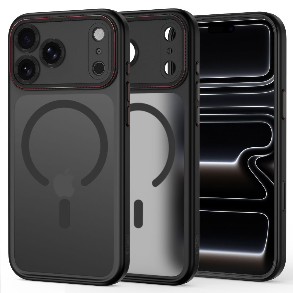 Tech-Protect MagCam MagSafe ümbris mudelitele iPhone 18 Pro / 17 Pro, mattmust ja punane
