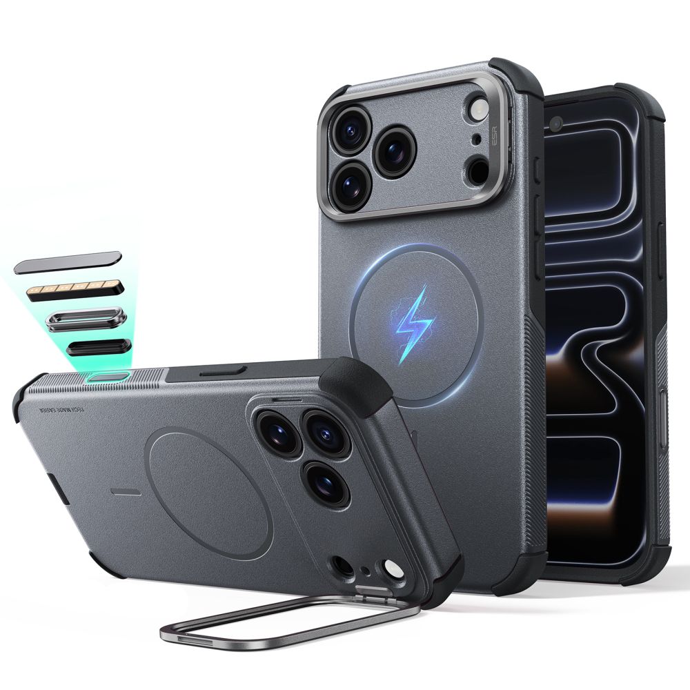 ESR Cyber Tough MagSafe ümbris alusega iPhone 18 Pro Max / 17 Pro Max jaoks, hall