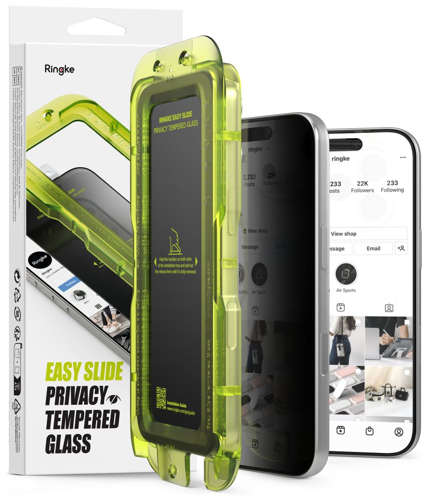 Ringke Easy Slide Privacy privaatsuskaitsega karastatud klaas, 2 tk komplekt iPhone 18 Pro Max jaoks