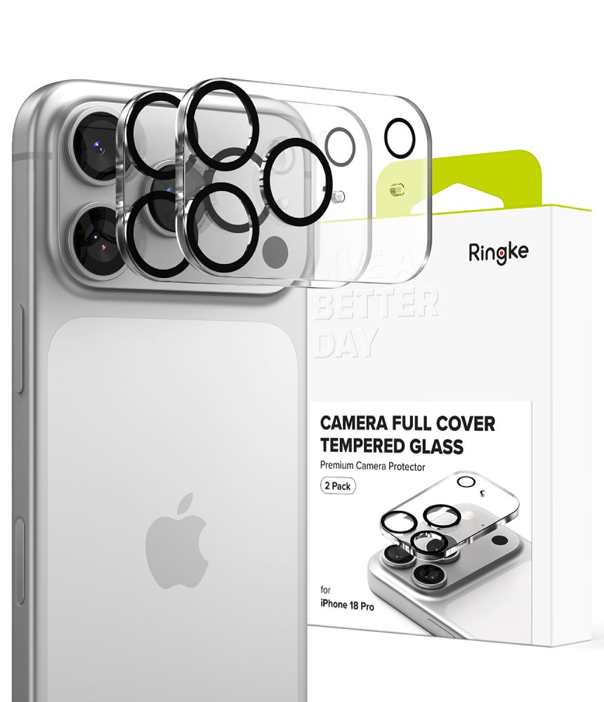 Ringke Camera Full Cover kaamerakaitseklaas, 2 tk komplekt iPhone 18 Pro jaoks, must