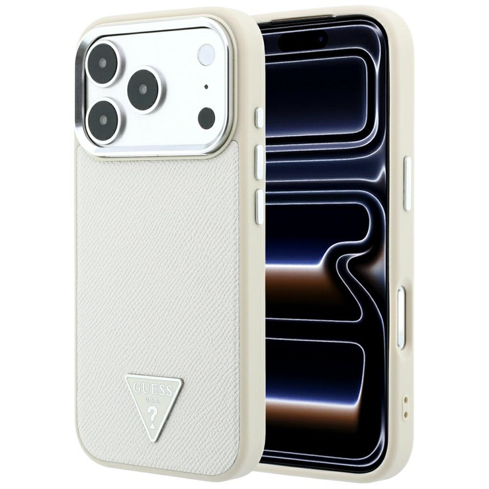 Guess Grained Triangle Logo MagSafe ümbris iPhone 18 Pro / 17 Pro – beež