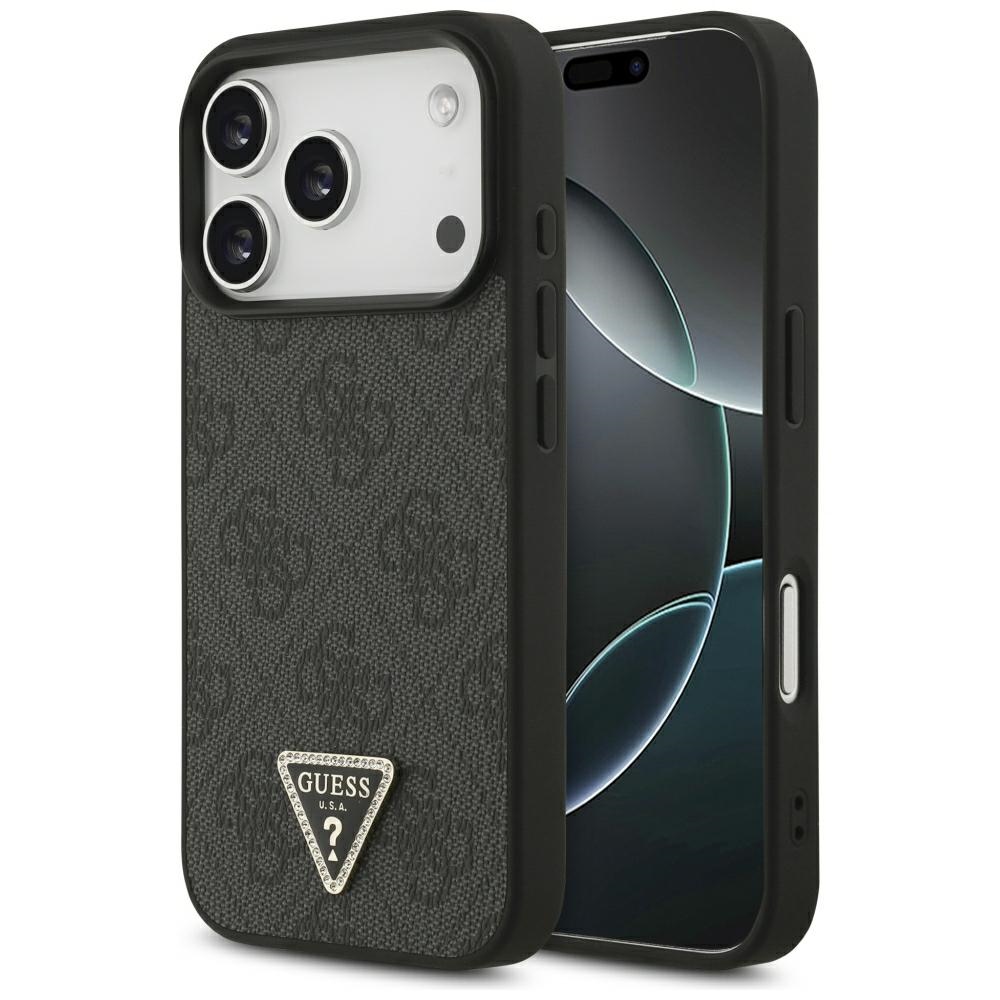 Guess Leather 4G Triangle Strass MagSafe ümbris iPhone 18 Pro / 17 Pro – must