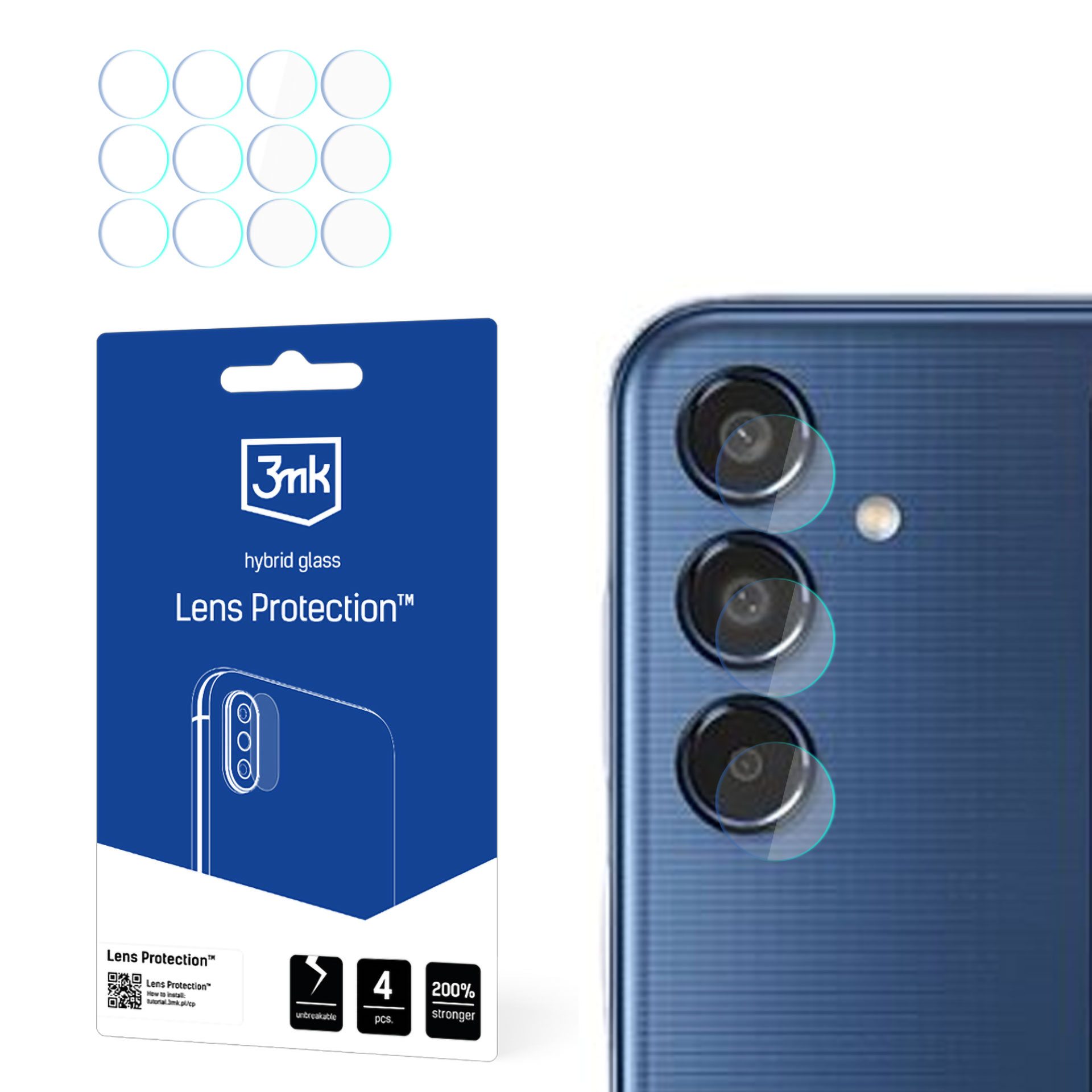 Защитное стекло для камеры 3mk Lens Protection для Samsung Galaxy M35, 4 комплекта