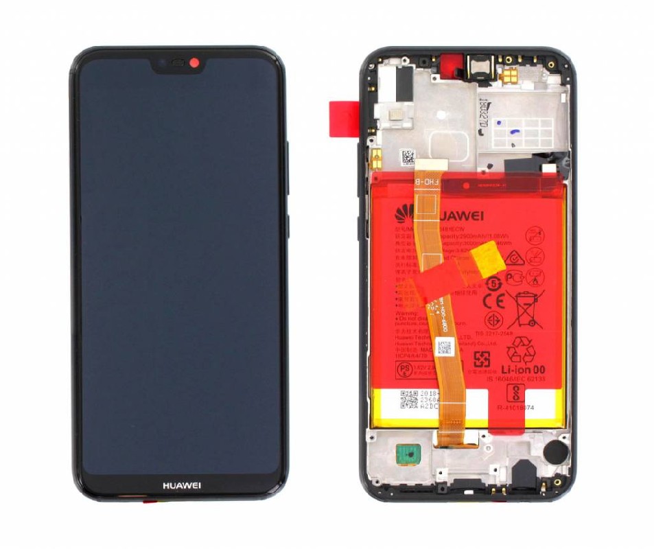 LCD-ekraan Huawei P20 Lite puuteekraani, raami ja akuga, Midnight Black, originaal (Service Pack)