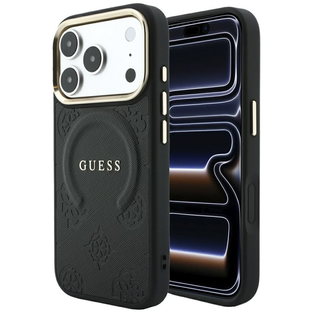 Ümbris mudelile IPHONE 18 Pro/17 Pro ühildub MagSafe'iga (Saffiano Peony Ring) (värv: must)