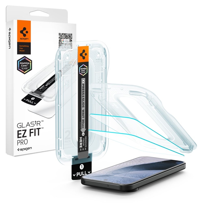 Spigen Glas.tR EZ Fit Pro AC 2-Pack karastatud kaitseklaaside komplekt Google Pixel 11 / 11 Pro telefonidele (2 tk)