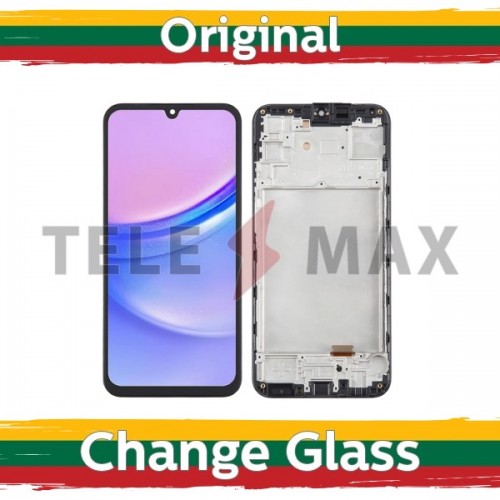 LCD Display Compatible With Samsung A155 A15 4G / A156 A15 5G Black with Frame (Renewed: Telemax)