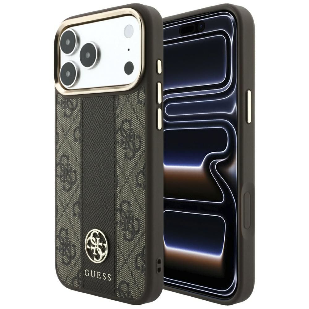 Ümbris mudelile IPHONE 18 Pro Max/17 Pro Max ühildub MagSafe'iga (Stripe Round and Classic Logos 4G) (värv: pruun)
