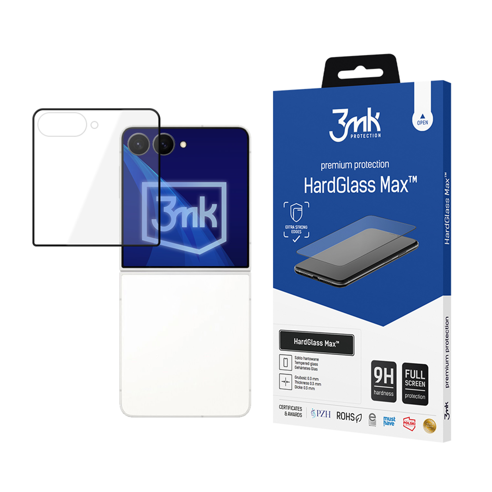 Samsung Galaxy Z Flip 8 (front) – 3mk HardGlass Max must telefoni ekraanikaitse