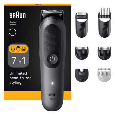 Braun 7-in-1 hoolduskomplekt All-in-One, Series 5 AIO5520, juhtmevaba, pikkuseastmete arv 14, must