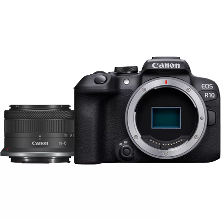 Canon EOS R10 RF-S 18-45 IS STM EU26, 24,2 MP, pildistabilisaator, ISO tundlikkus (maks.) 32000, Wi-Fi, videosalvestus, käsitsi, CMOS, must