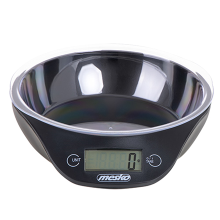 Mesko köögikaalud kausiga MS 3164, maksimaalne kaal (mahutavus) 5 kg, jaotusväärtus 1 g, ekraani tüüp LCD, must