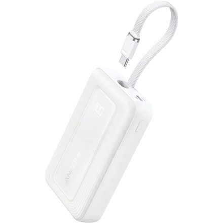 Anker akupank sisseehitatud USB-C kaabliga, 30 W, A1688H21, 10000 mAh, valge