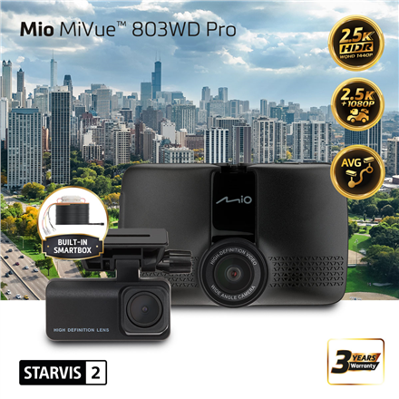 Mio esi- ja tagakaameraga topeltregistraator koos HDR-iga MiVue 803WD Pro GPS Wi-Fi