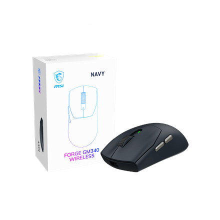 MSI Mänguhiir FORGE GM340 WIRELESS Juhtmevaba 2.4 GHz, Bluetooth, USB Tumesinine