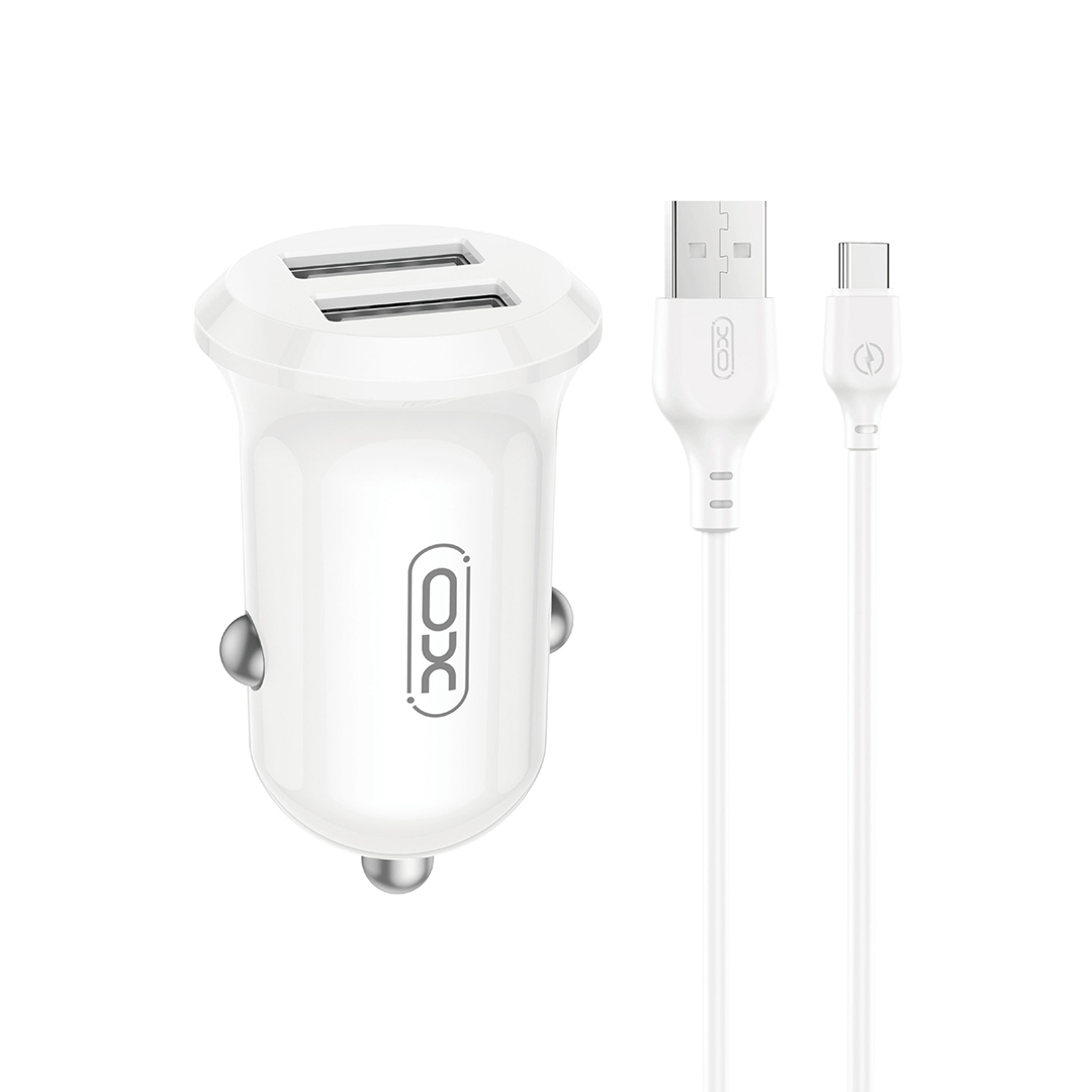 XO autolaadija CC67 12W 2x USB, must + USB - USB-C-kaabel