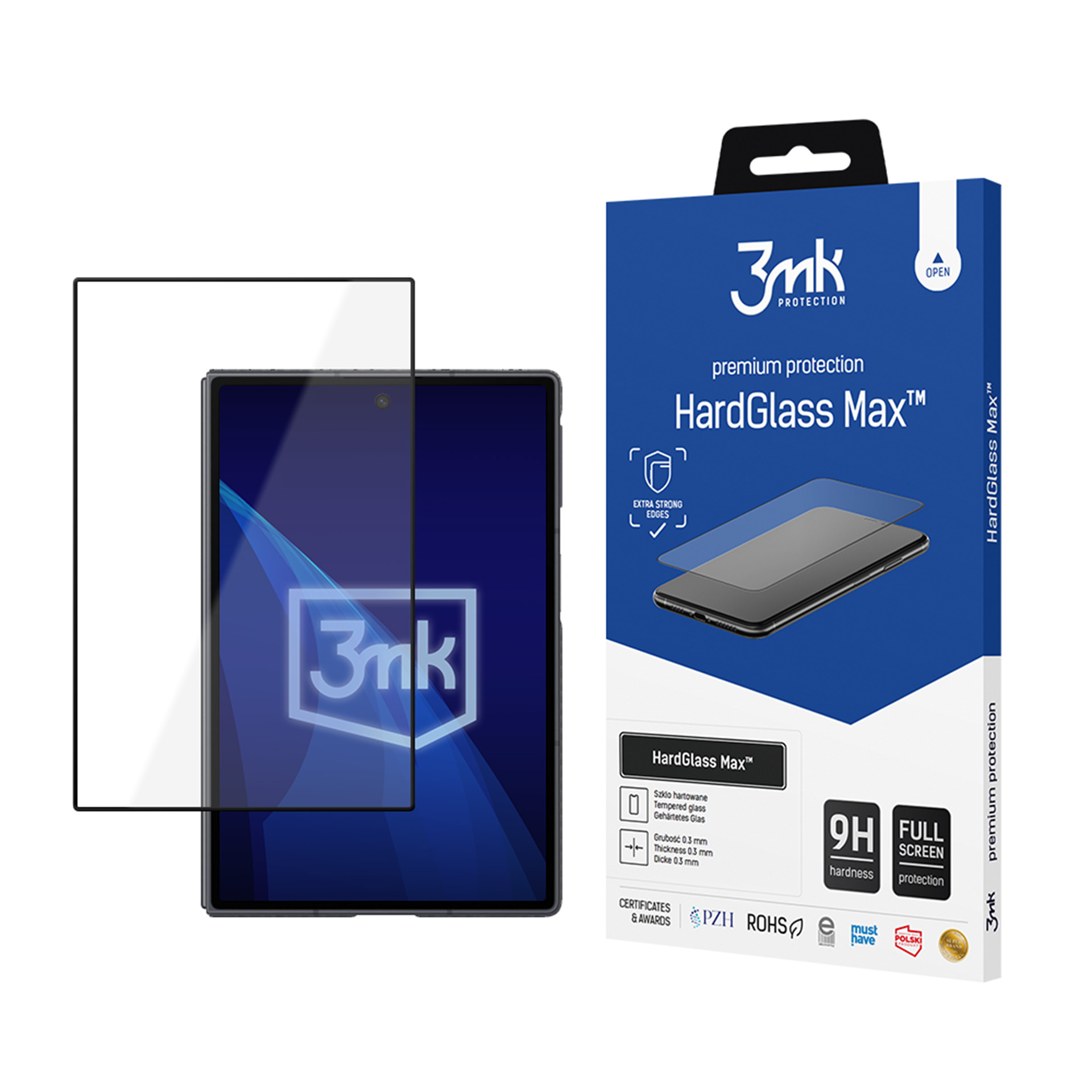 Samsung Galaxy Z Fold 8 (front) – 3mk HardGlass Max must telefoni ekraanikaitse