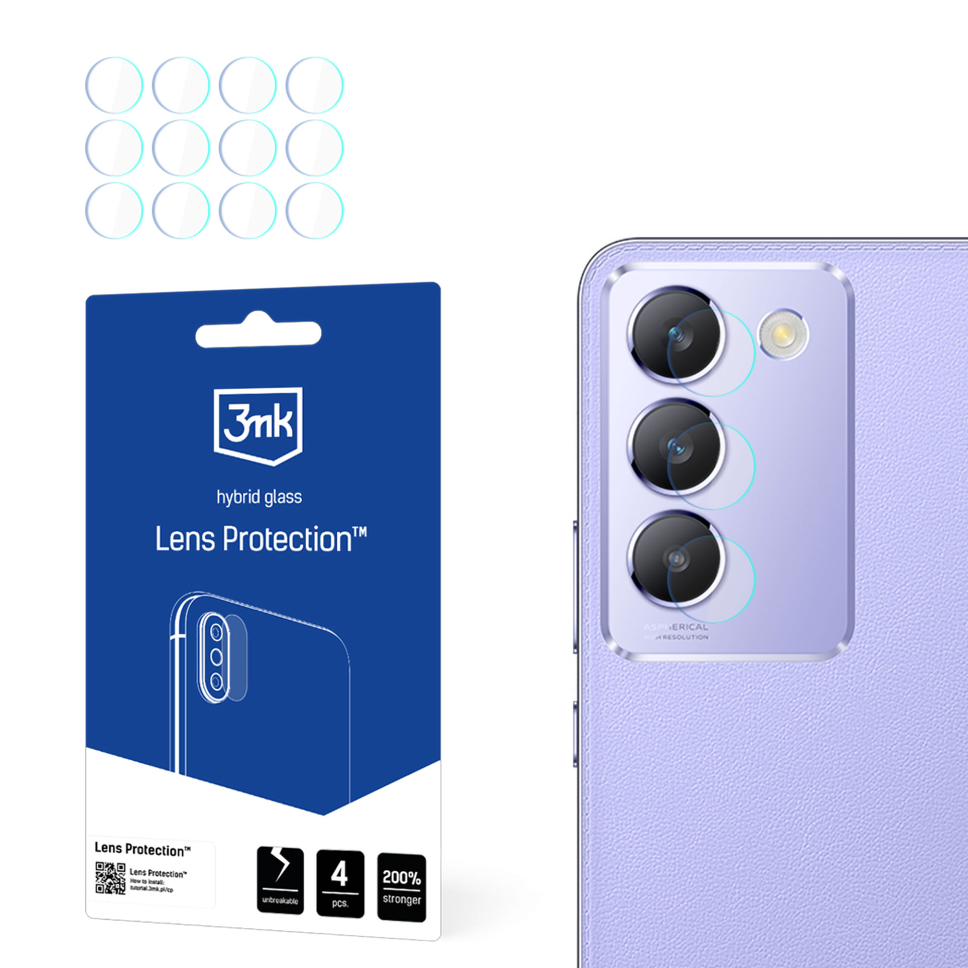 Vivo Y100 5G – 3mk Lens Protection kaamera objektiivi kaitse