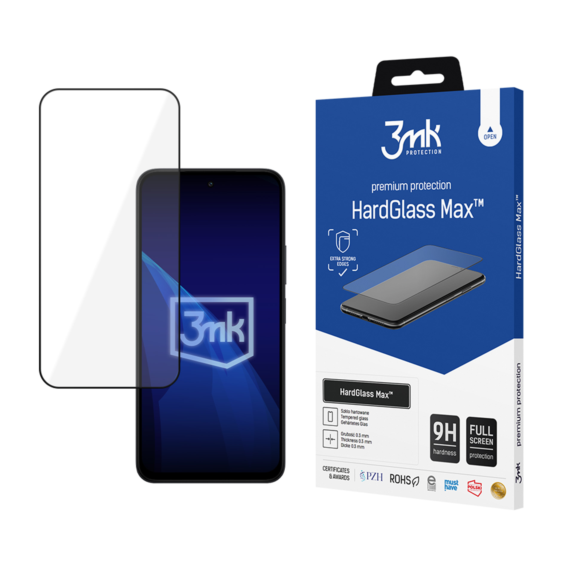 Redmi Note 15 4G/5G – 3mk HardGlass Max must telefoni ekraanikaitse