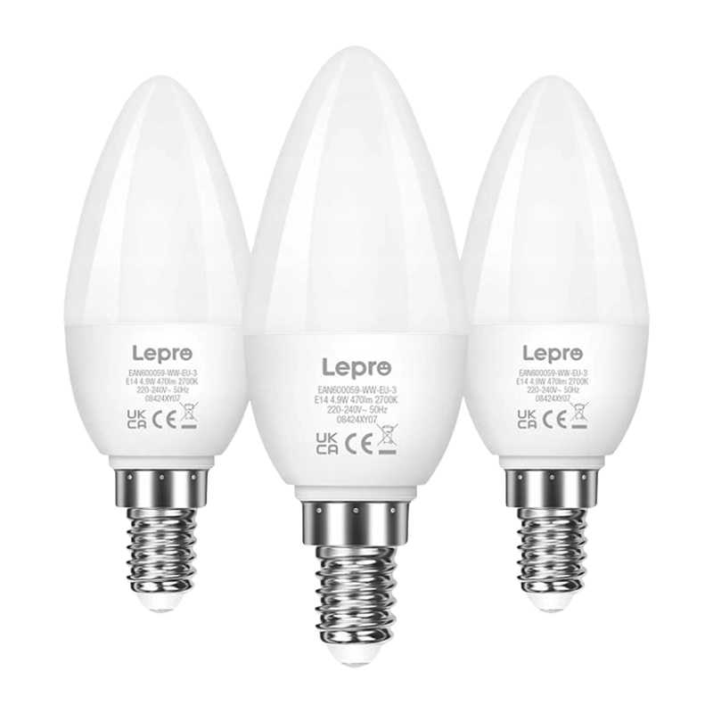 LEPRO 600059-WW-EU-3 LED-lamp, E14, C37, 4.2W (40W), 470 lm, 2700K (soe valge valgus), 250°, 3 tk pakend