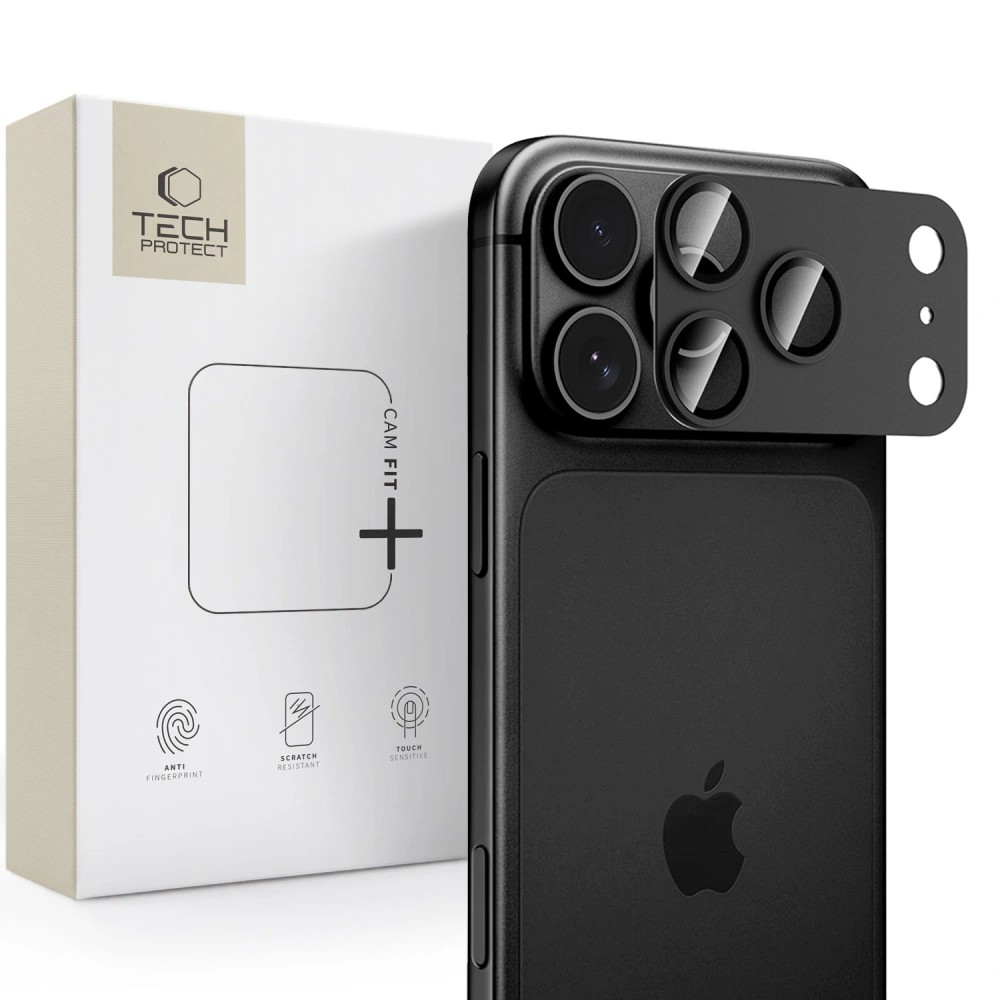 Must Tech-Protect CamFull Fit+ alumiiniumist ja karastatud klaasist kaameramooduli kaitse Apple iPhone 18 Pro Max telefonile