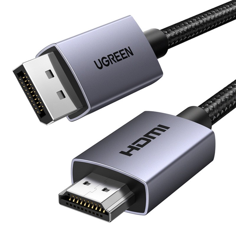 Must Ugreen DP125 DisplayPort–HDMI kaabel, 4K@30 Hz, 2 m (35842)