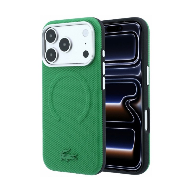 Case Lacoste PVC Petit Pique Semi Wrap Embossed MagSafe Apple iPhone 18 Pro Max green