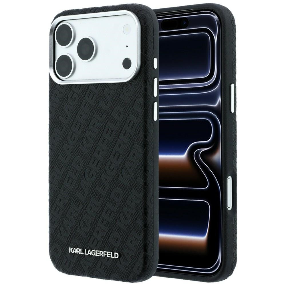 Karl Lagerfeld PU Grained Allover Semi Wrap MagSafe ümbris Apple iPhone 18 Pro Max jaoks, must
