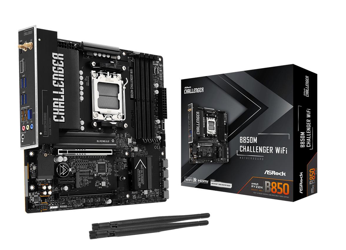 ASRock B850MCHALLENGERWIFI microATX emaplaat, AMD B850, AM5, DDR5-SDRAM, 4 RAM-pesa, Wi-Fi, Bluetooth, 1× M.2 pesa