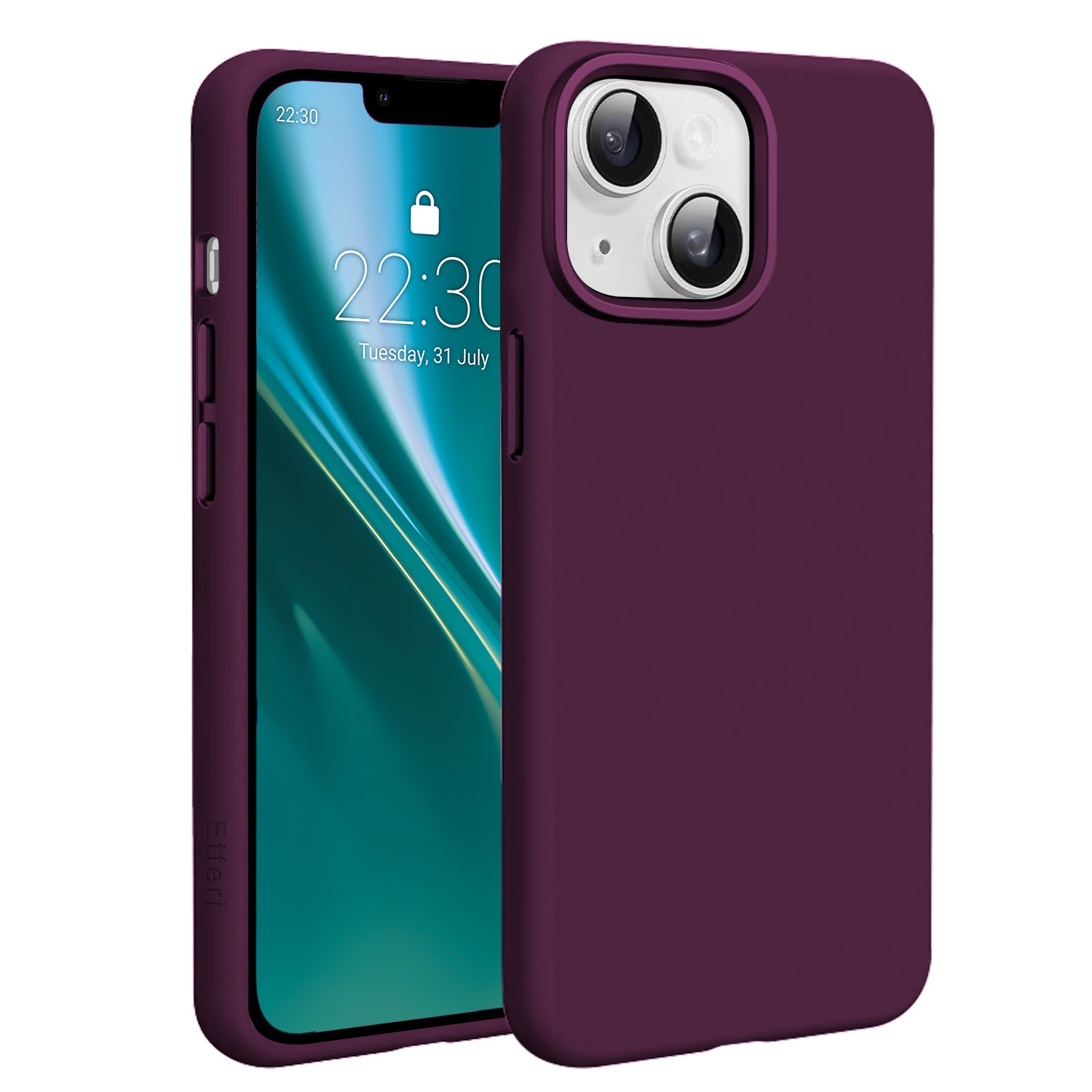 Etteri Silicone Mag ümbris iPhone 15 6,1 tolli jaoks, tume kirsipunane