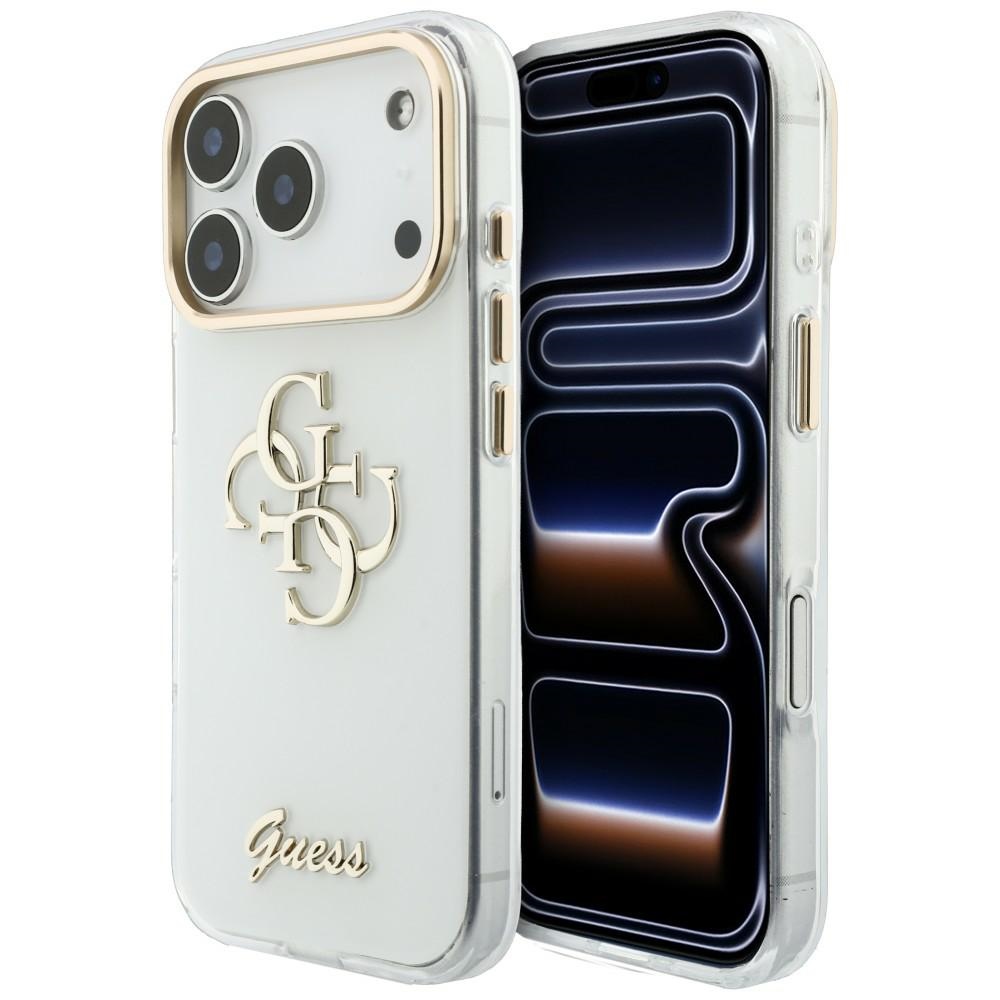 Guess IML 4G Script Metal ümbris iPhone 18 Pro / 17 Pro jaoks, valge