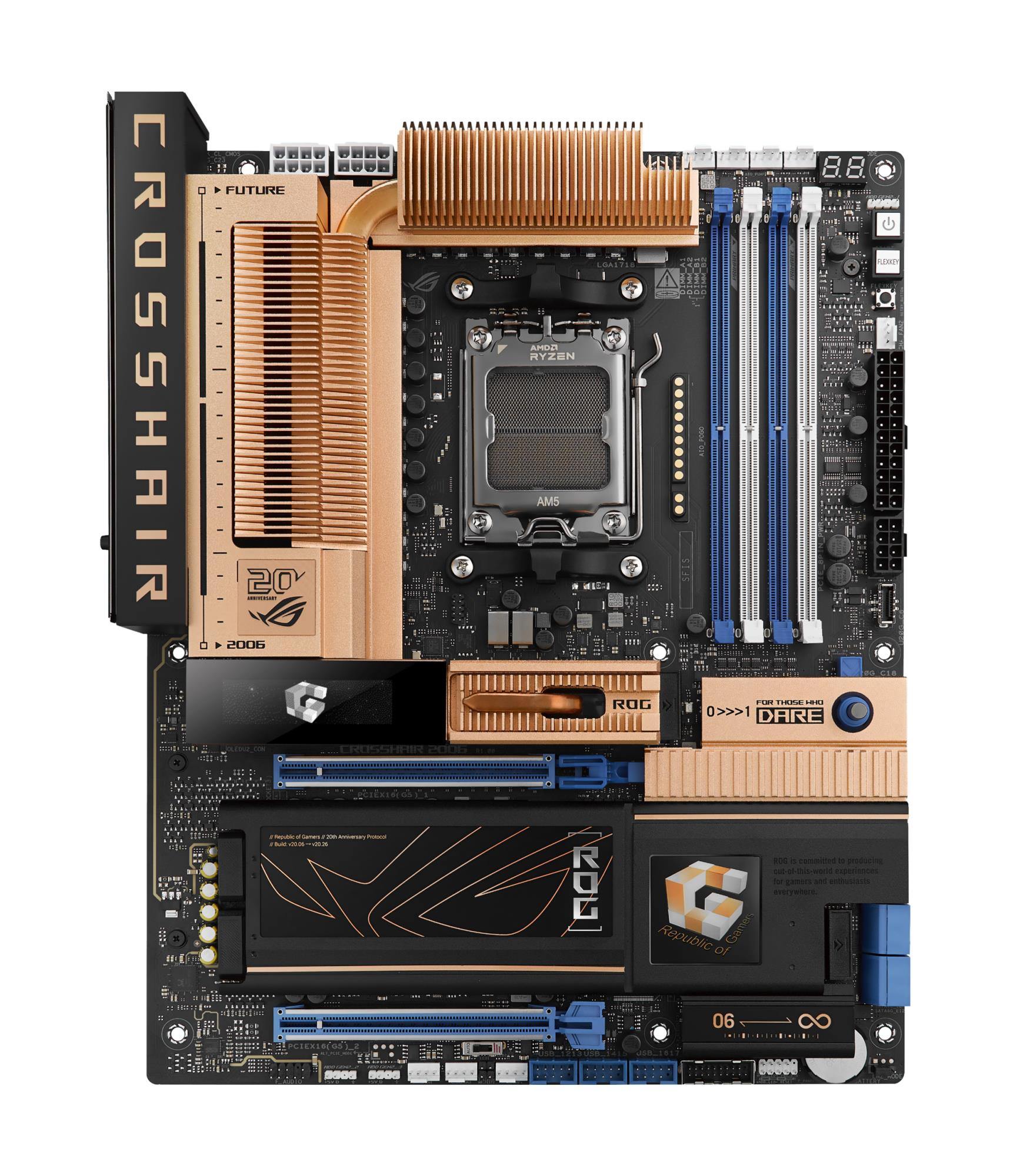 ASUS ROG Crosshair X870E ATX emaplaat, AM5, DDR5, 4 pesa, Wi-Fi, Bluetooth, 5 M.2 pesa, ROGCROSSHAIR2006