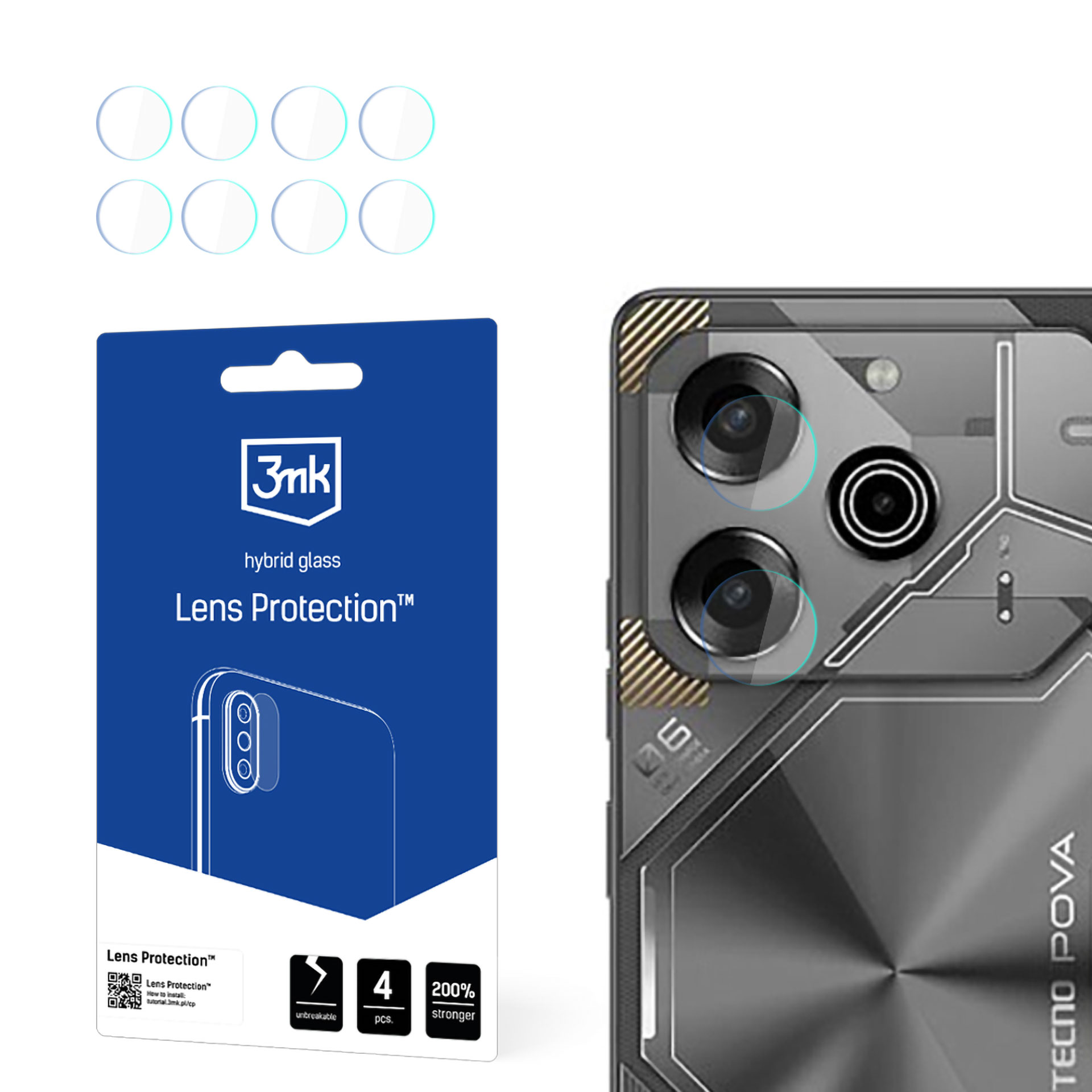3mk Lens Protection™ Hybrid Camera Glass jaoks Tecno Pova 6 Neo