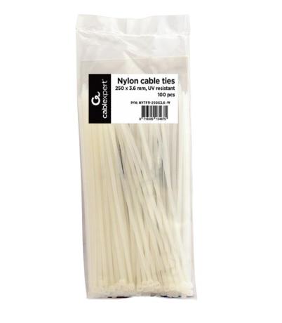 Gembird nailonist kaablisidemed (NYTFR-250X3.6-W) – 250 × 3.6 mm, 100 tk