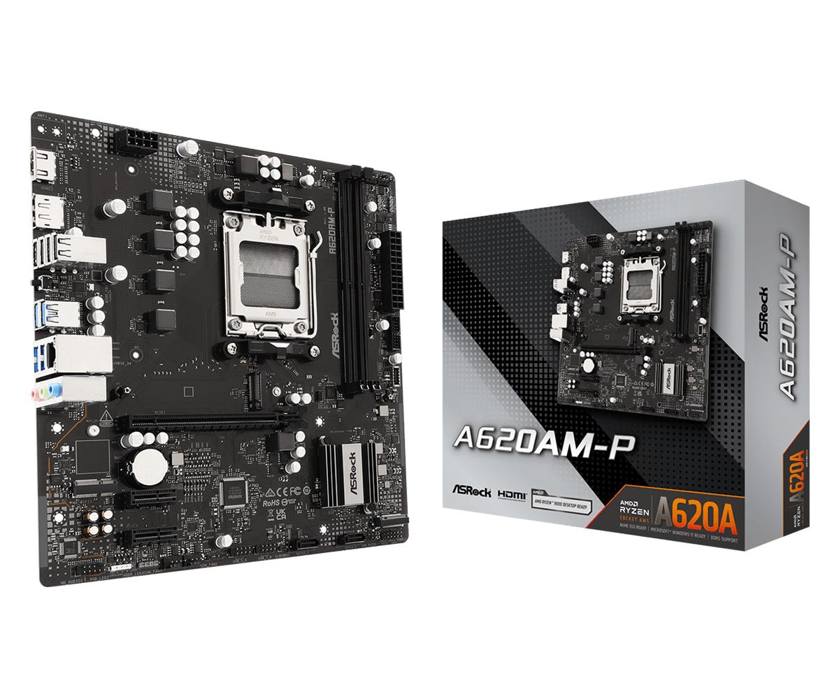 ASRock A620AM-P MicroATX emaplaat, AMD A620A, AM5, 2 DDR5-SDRAM pesa, 1 M.2 (M) pesa