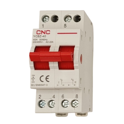 Modulaarne ümberlüliti CNC YCBZ-40, 2P, 40 A, 1-0-2