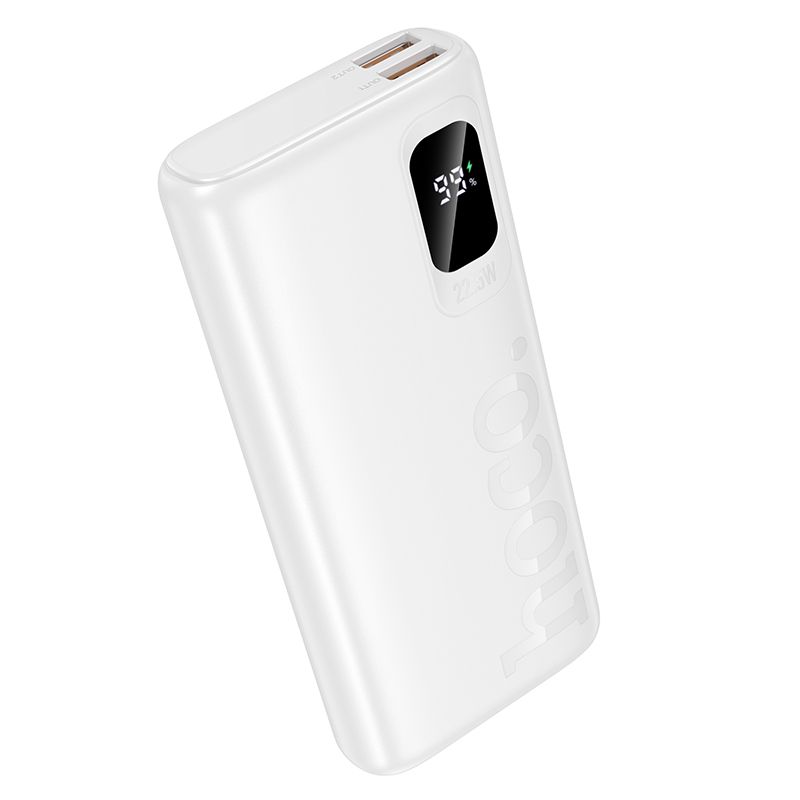 Hoco J158 Pro akupank, 10000 mAh, QC, PD, 2 A, 22,5 W, valge
