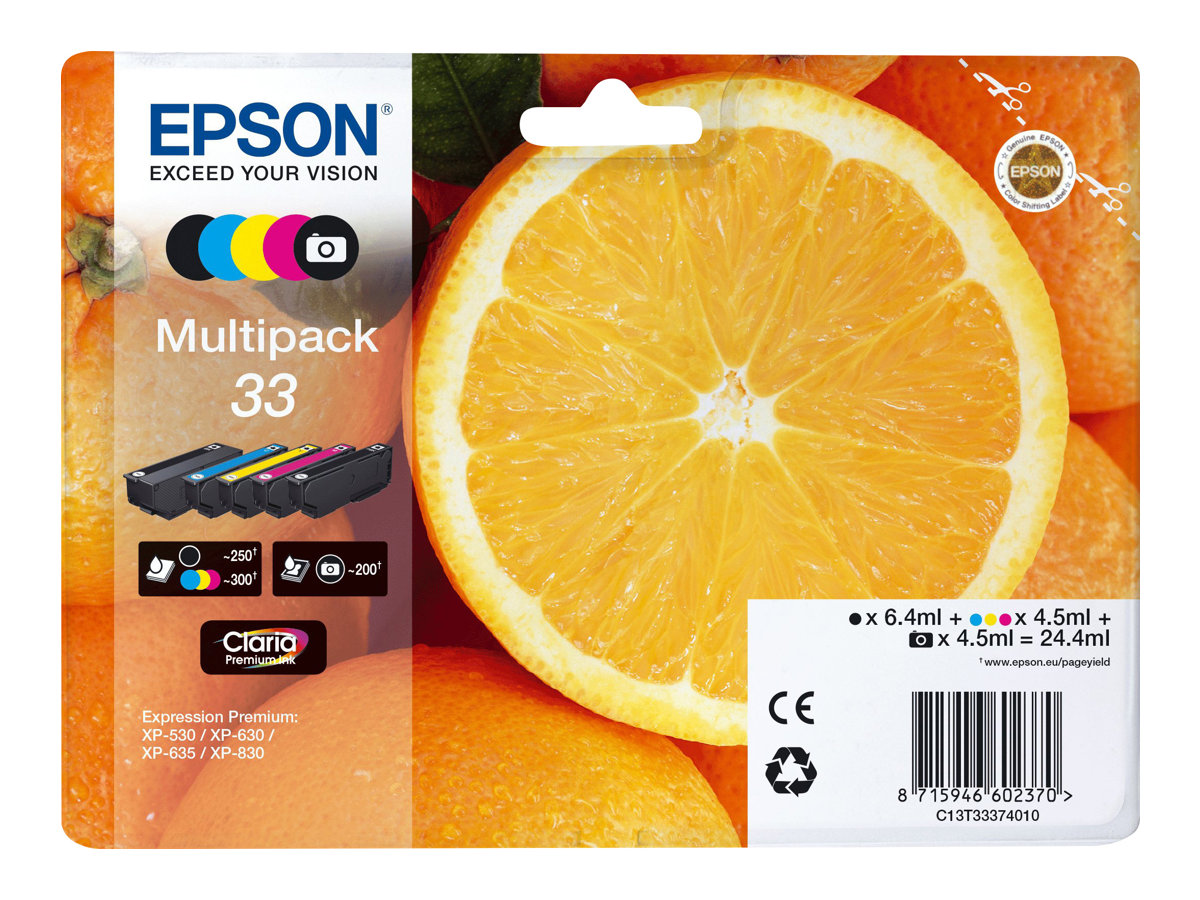 Epson 33 / C13T33374011 Claria Premium tindikassettide komplekt, 5 värvi