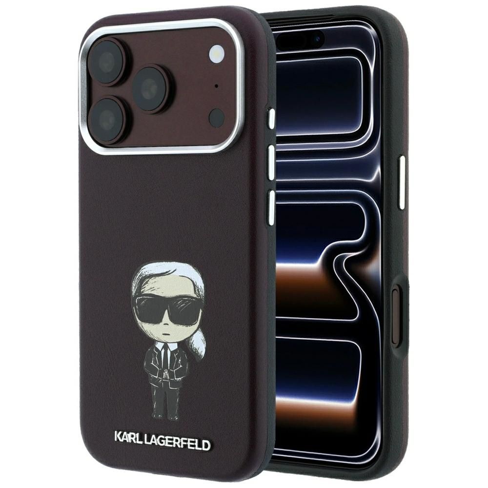 KARL LAGERFELD ümbris mudelile IPHONE 18 Pro Max/ 17 Pro Max ühildub MagSafe'iga (Smooth Ikonik Sketch) (värv: bordoopunane)