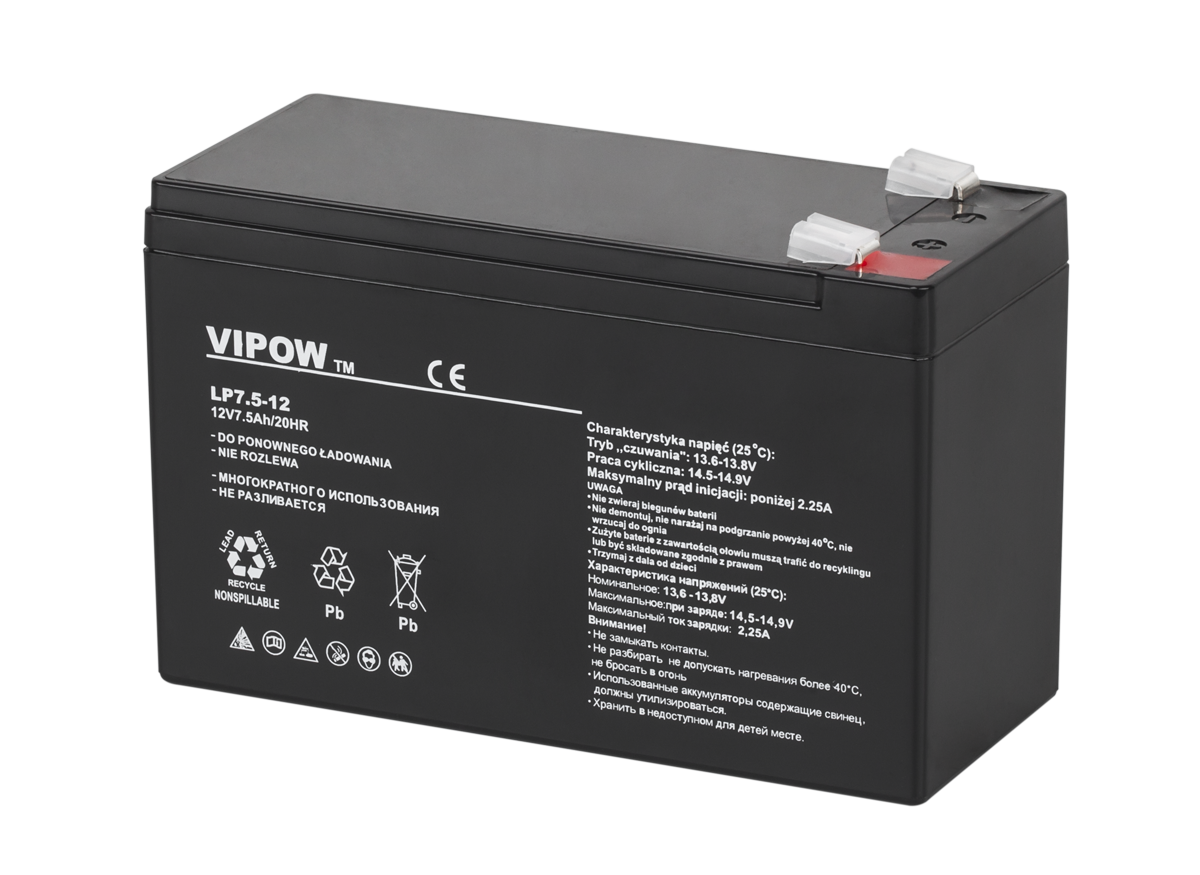 VIPOW geeliaku, 12 V, 7,5 Ah