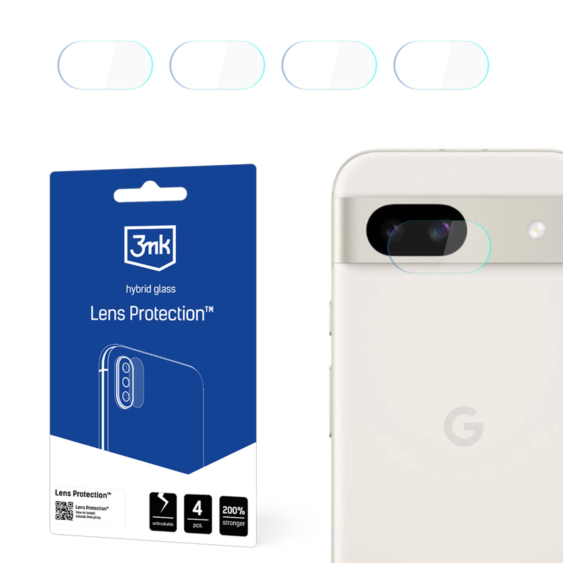 3mk Lens Protection kaamera objektiivikaitse seadmele Google Pixel 8a, 4 komplekti