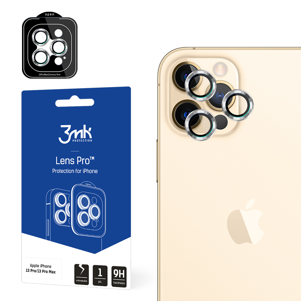 3MK objektiivi kaitse Pro iPhone 12 Pro Max kaamera objektiivi kaitse koos kinnitusraamiga 1 tk.