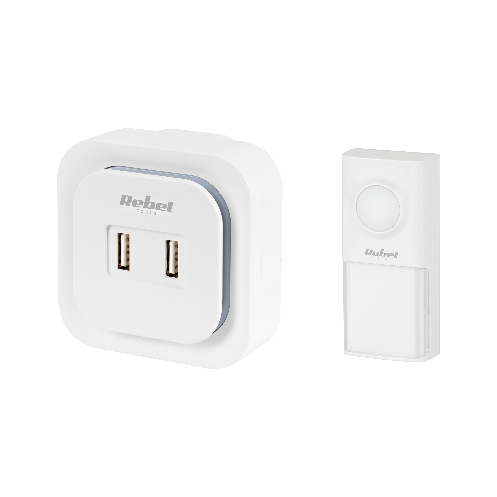 Rebel pistikuga 230 V juhtmevaba uksekell (36 meloodiat, 2 USB-porti)