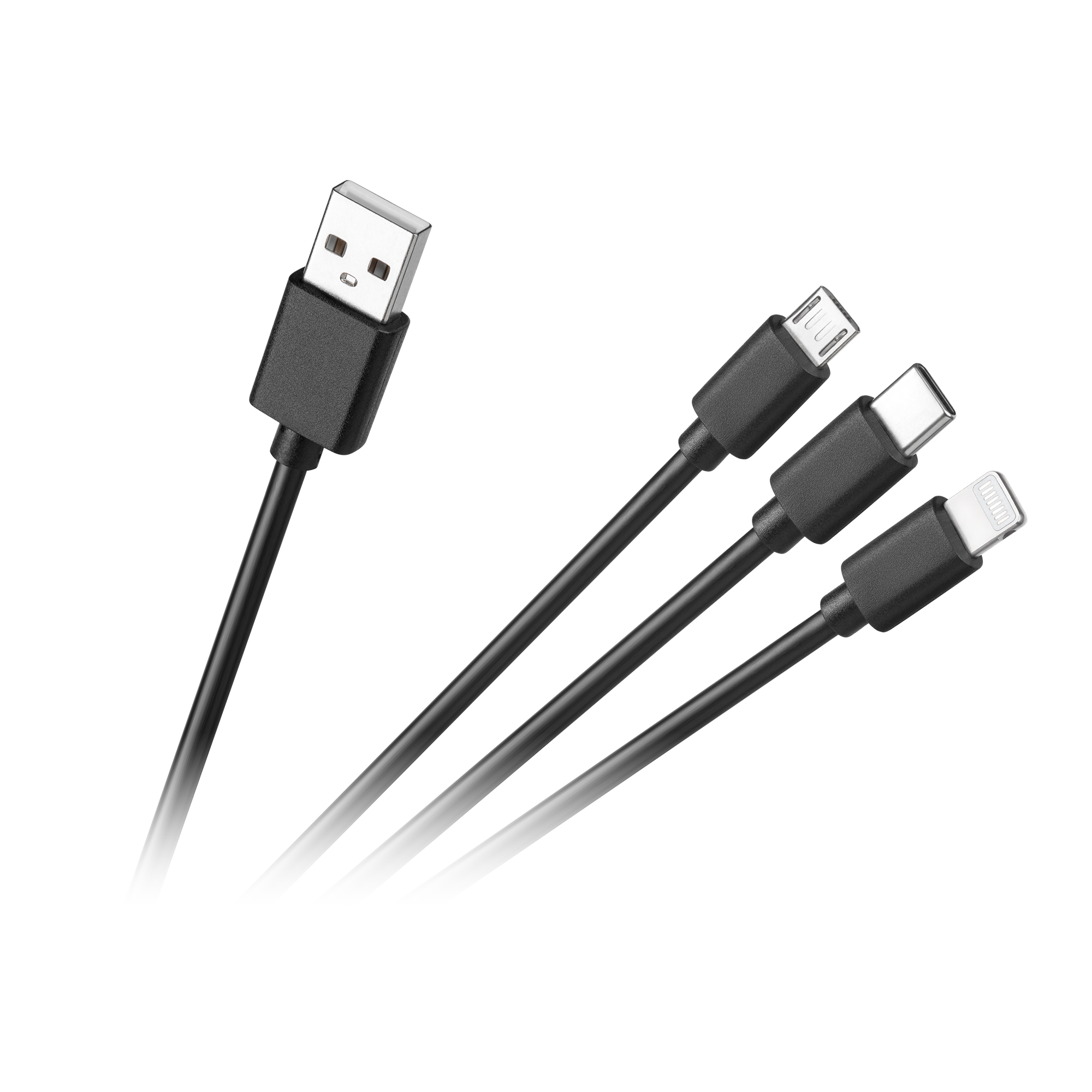Kolm ühes USB-A–micro-USB / USB-C / Lightning kaabel, 1,2 m
